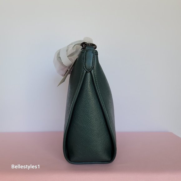 COACH Small Dufflette “C” Charm Polished Pebbled Leather Crossbody- Forest Color - Picture 8 of 16